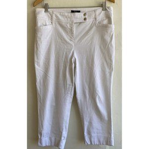 Style & Co Womens Capri Stretch Pants Size 14 x 21.5" Ins. White Cropped Cuffed